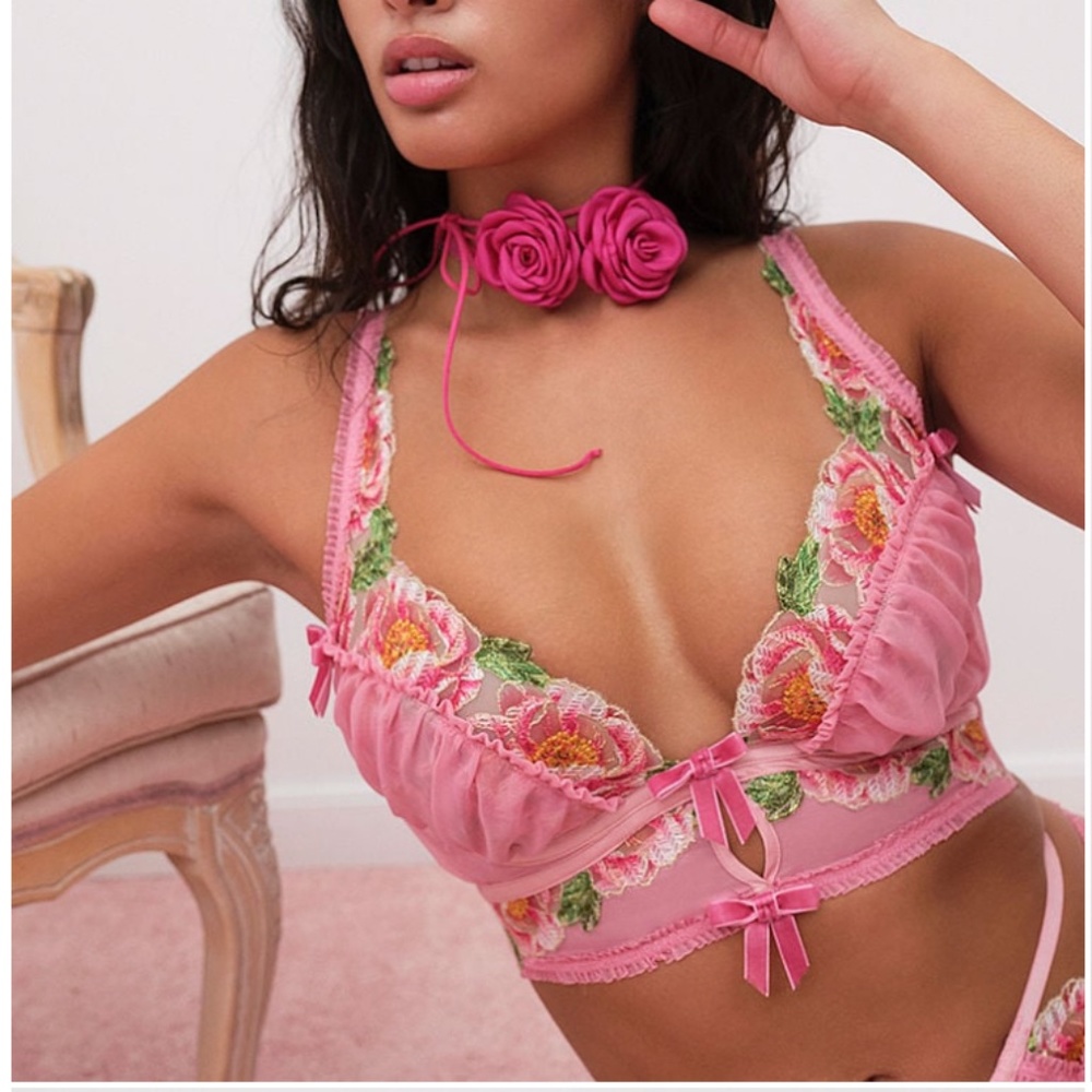 For Love And Lemons Needle Point Roses Bustier